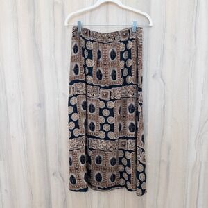 VTG California Krush Womens 90s Maxi Skirt Size L Brown‎ Black Boho Whimsigoth